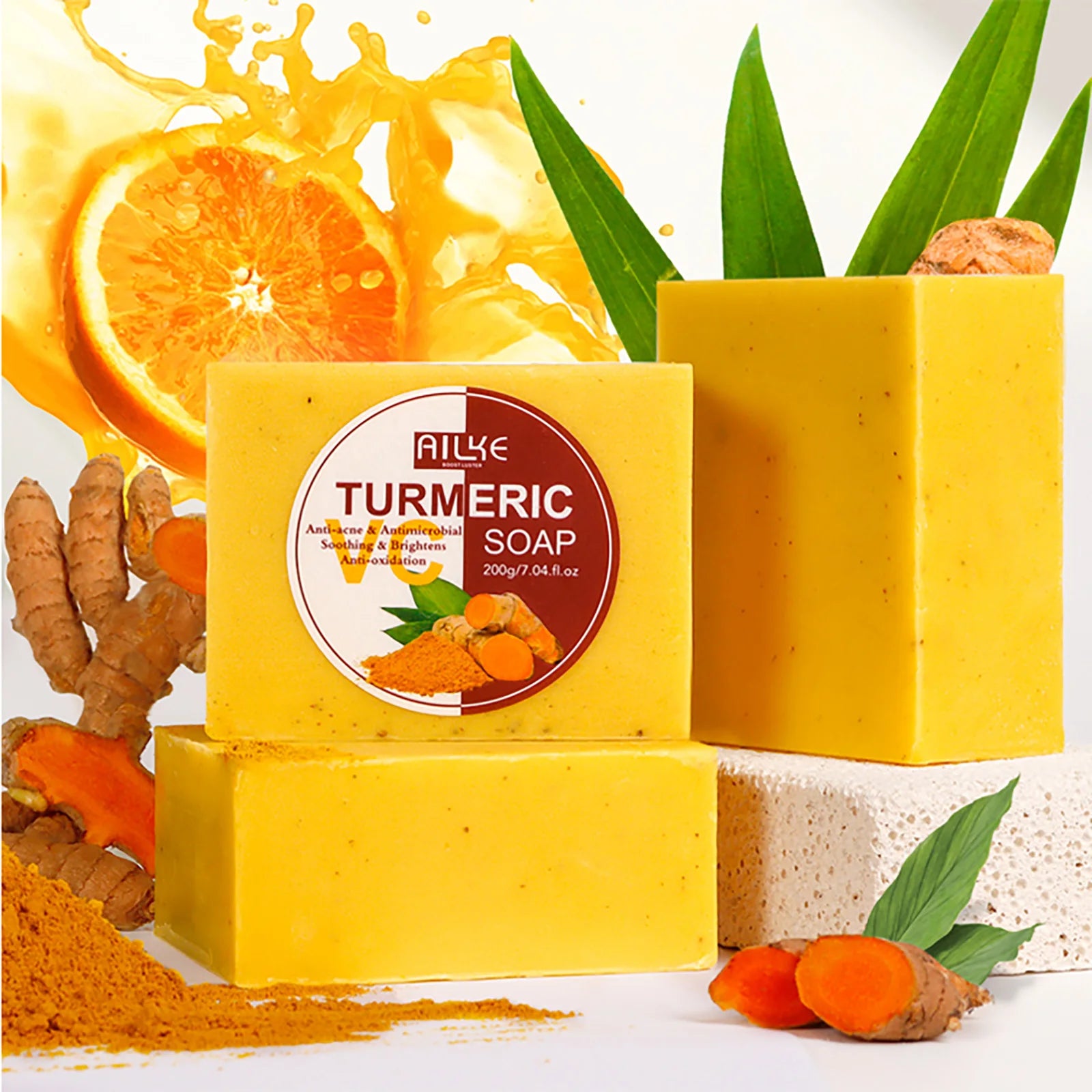 AILKE Natural Turmeric Soap for Face & Body & Hands