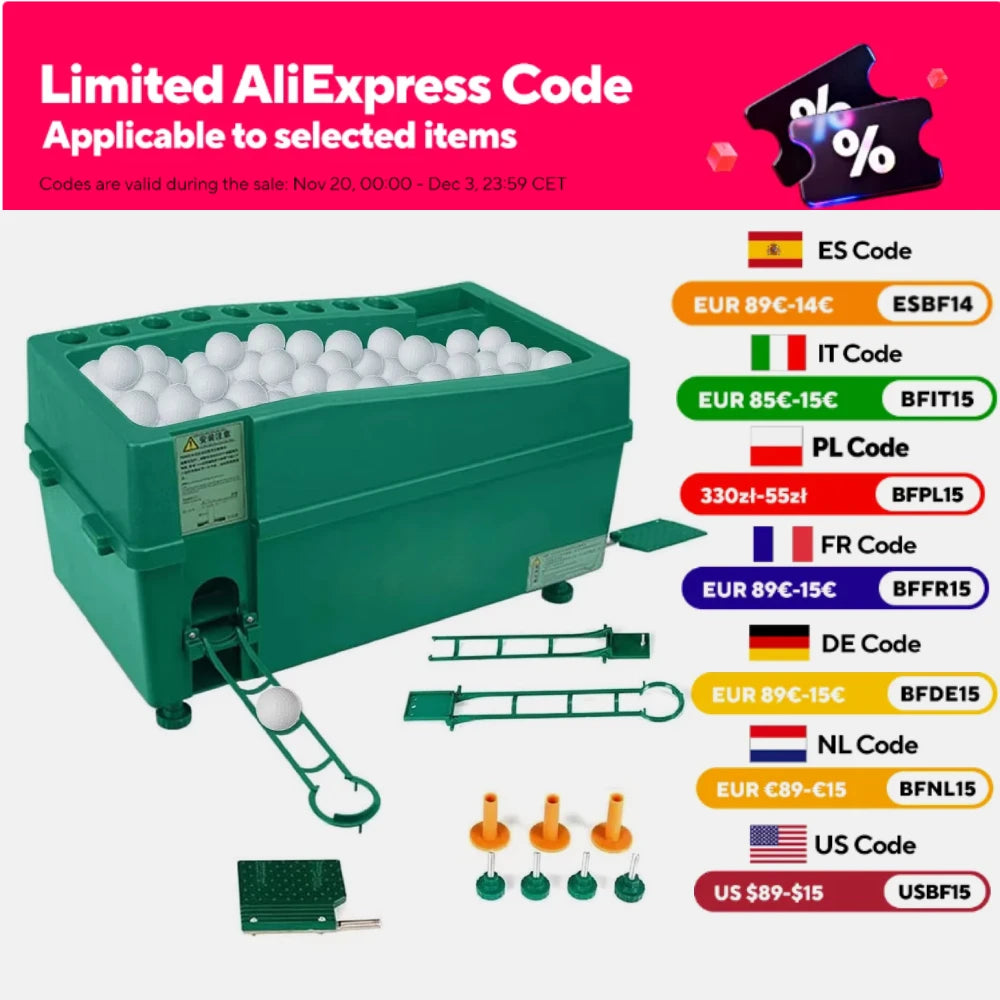Automatic Golf Ball Dispenser Machine Tee Up Golf Ball Teeing Device with Foldable Track Holder