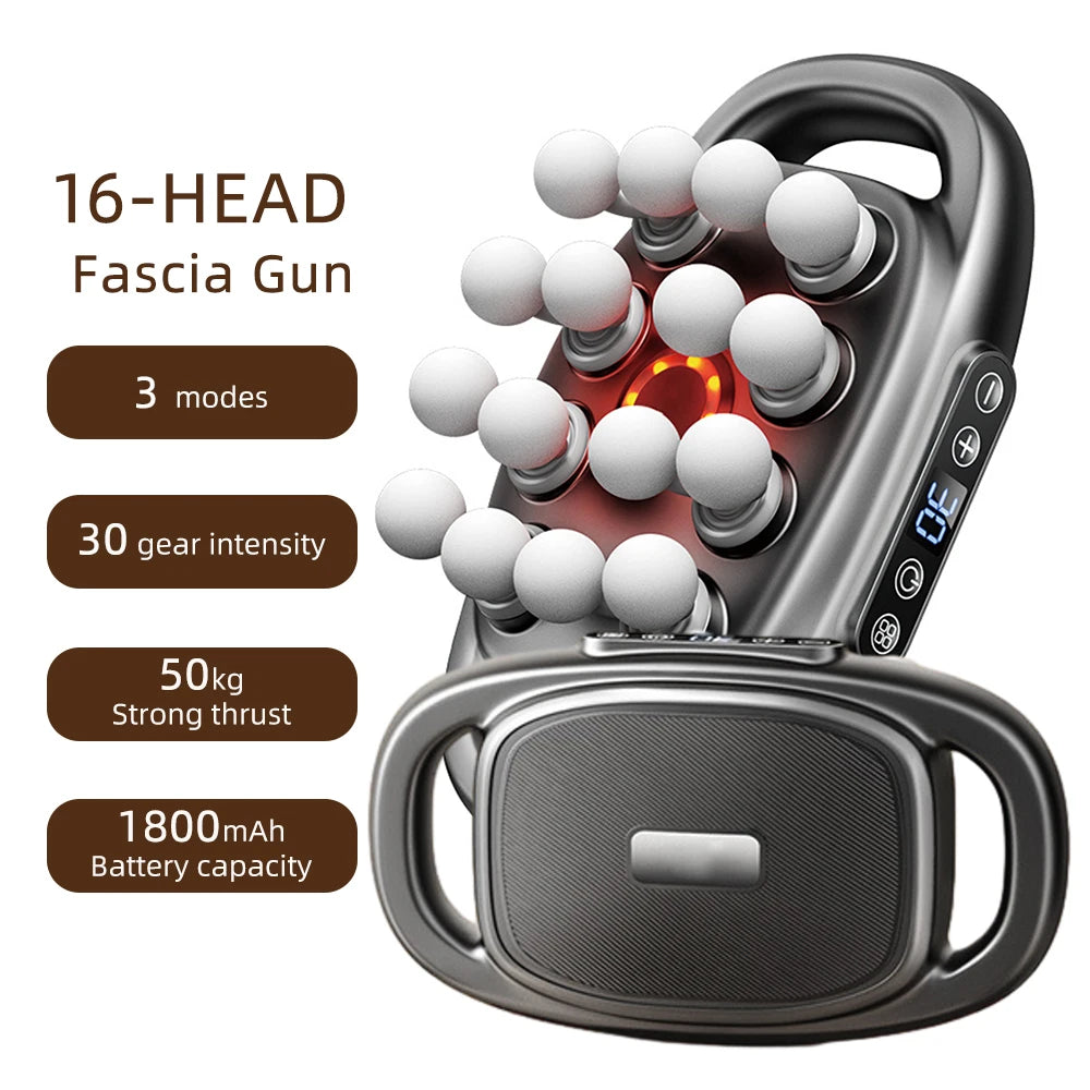 16-Head Fascia Gun High-Frequency Vibration Body Massage Gun Back