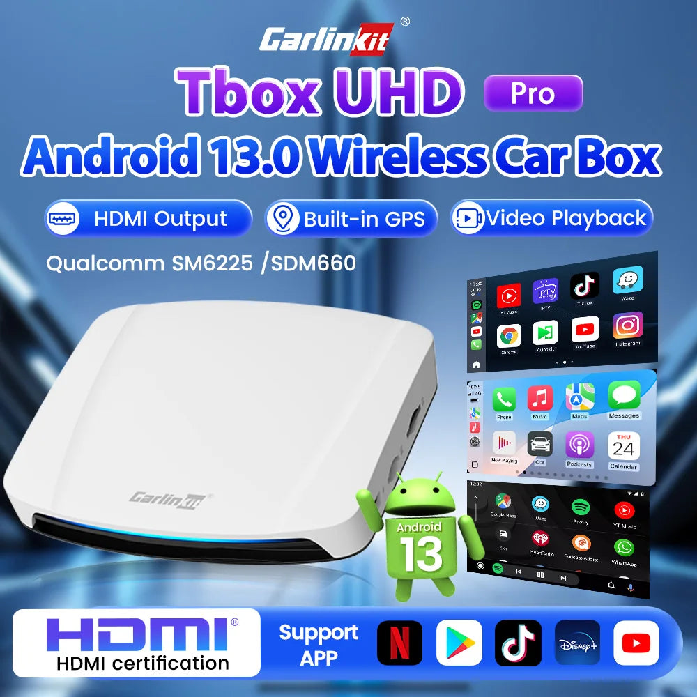 128G CarlinKit PRO 3 UHD Wireless CarPlay Android Auto AI Box New HDMI Video Output CarPlay TV Box