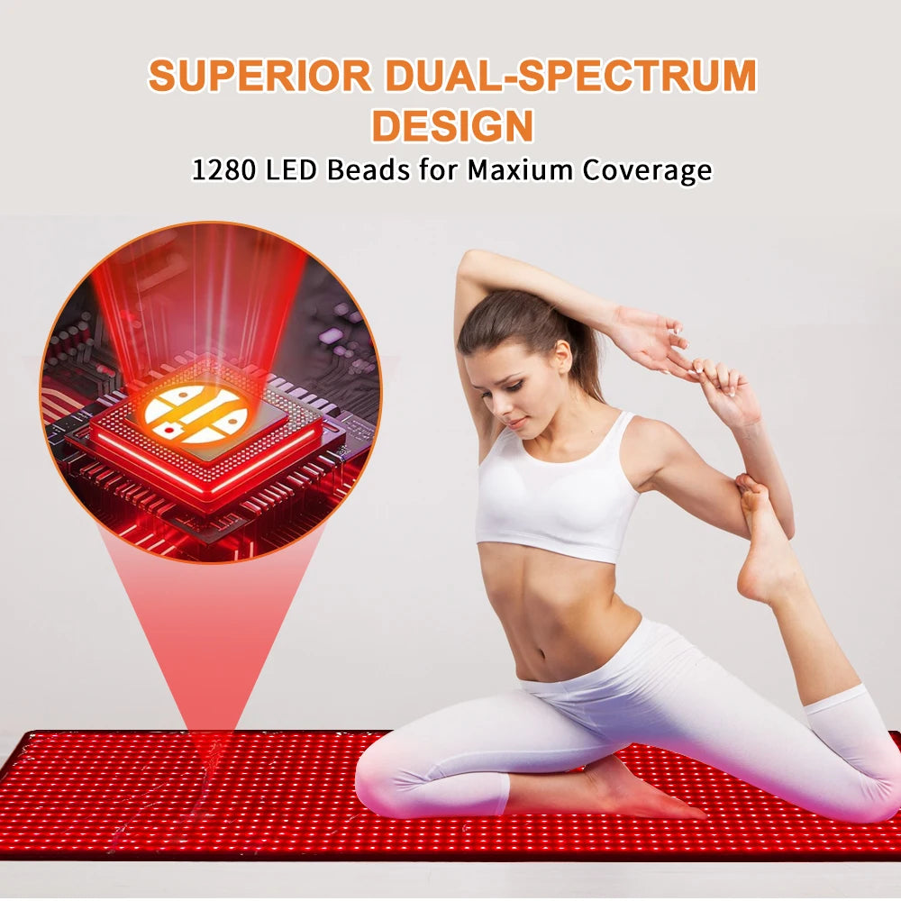 Large Full Body Red Light Mat 71"x 31" Red Light Blanket 5 Brightness Level Red Near Infrared Pad for Improved Sleep