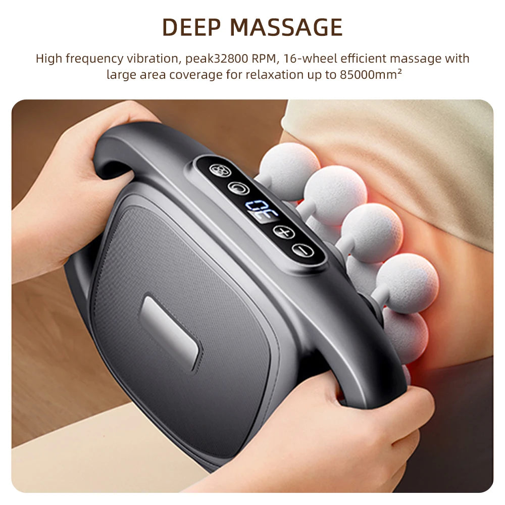 16-Head Fascia Gun High-Frequency Vibration Body Massage Gun Back