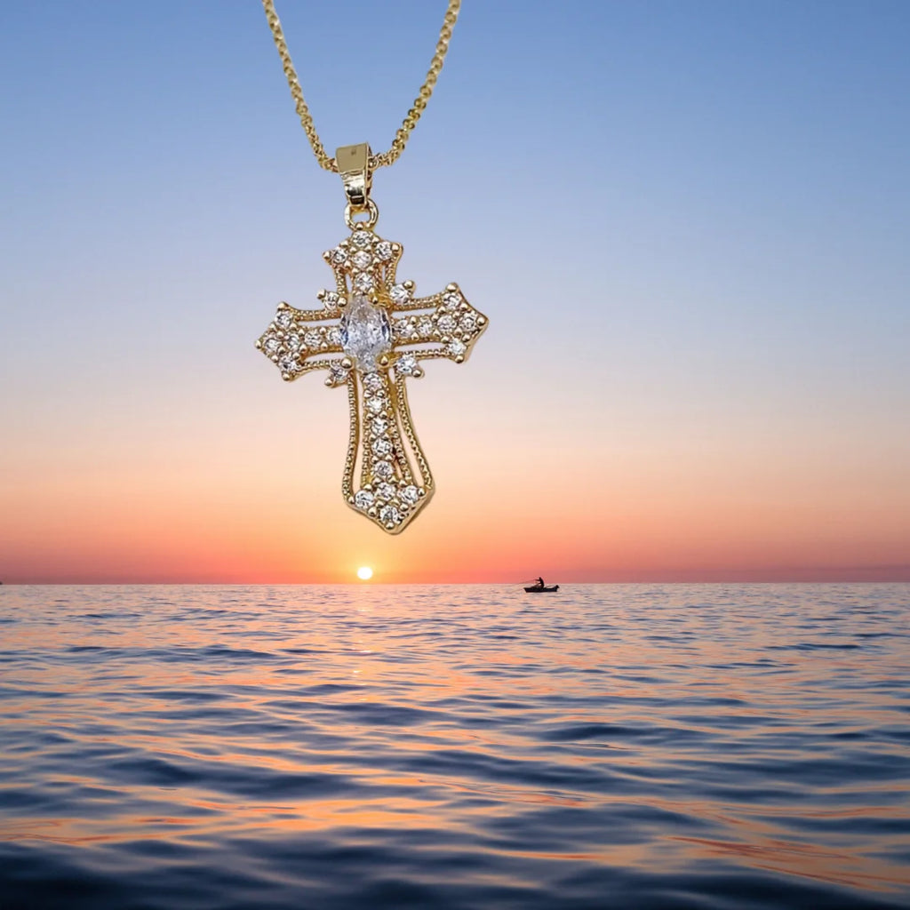 2025 New Gold color Cross Pendant Necklace  Religious  Style Jewelry  Mothers day