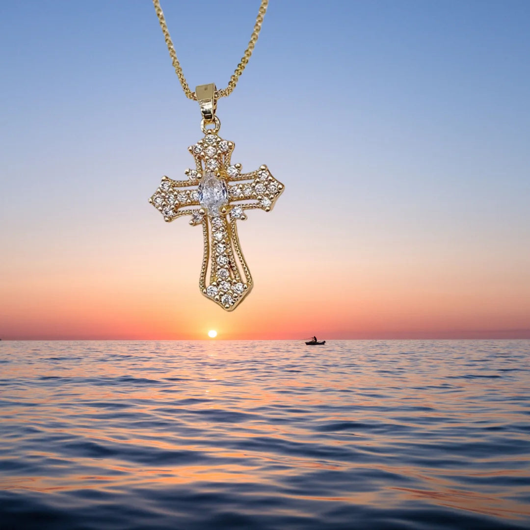 2025 New Gold color Cross Pendant Necklace  Religious  Style Jewelry  Mothers day