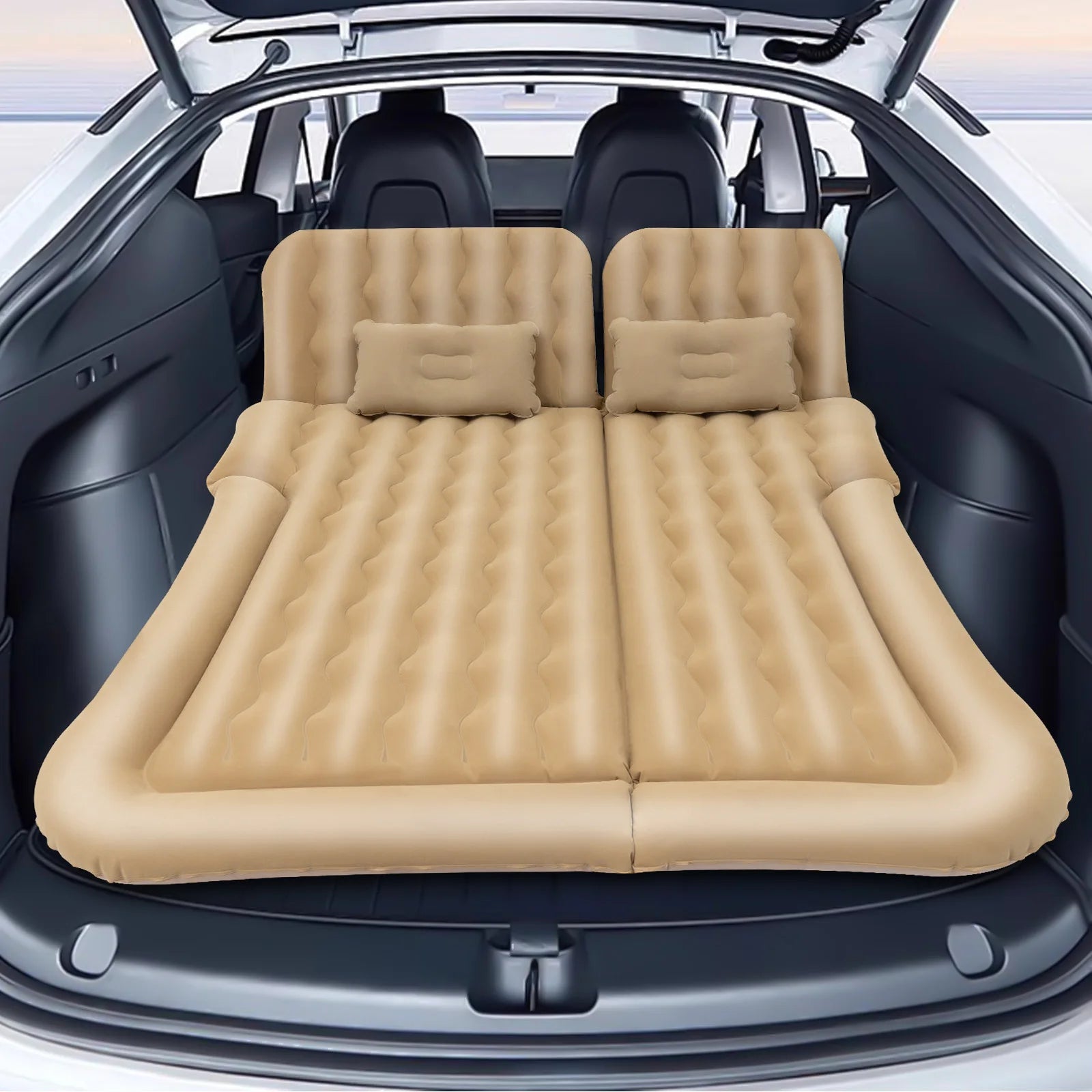 Universal Foldable Inflatable Bed Portable Inflatable Mattress Set Car Back Seat Sleeping Air Bed Cushion w/Pump+Pillow