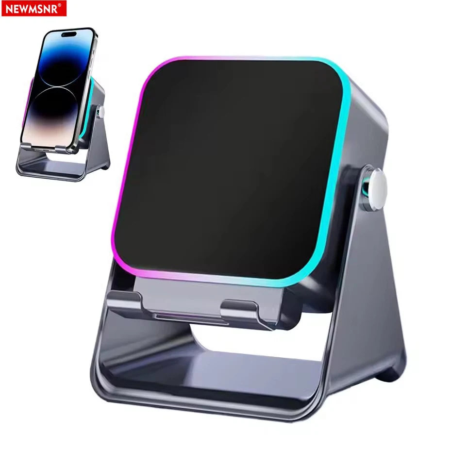 Magnetic Induction Speaker Phone Stand Wireless Bluetooth Phone Holder Amplifier Portable Desk Speaker RGB Light