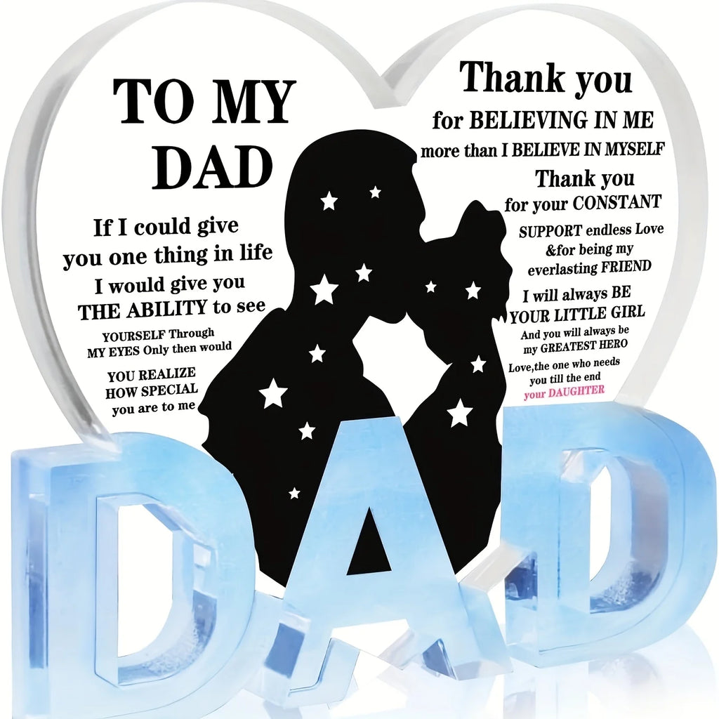 Dad Gifts from Daughter, Thank You Dad Gifts Acrylic Heart Plaque Gifts
