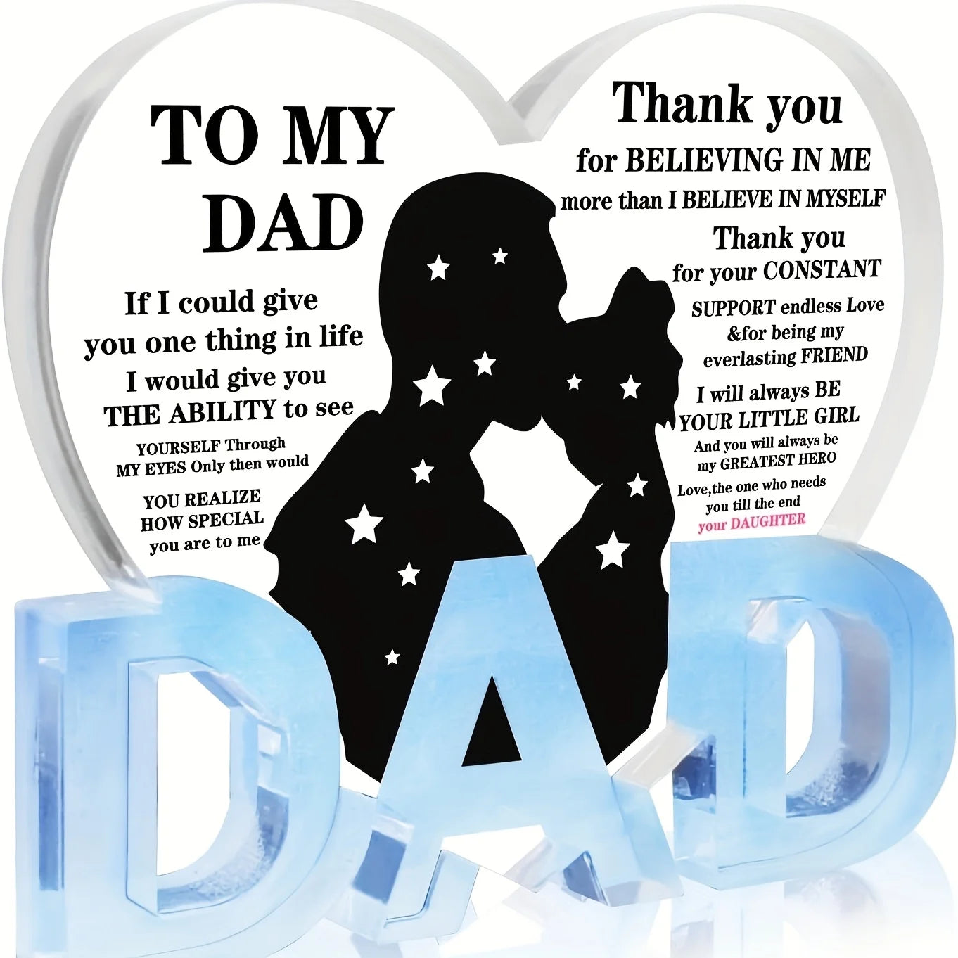 Dad Gifts from Daughter, Thank You Dad Gifts Acrylic Heart Plaque Gifts
