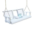 Console Porch Swing, Outdoor Patio Garden, Treated Pine White Stain 5ft Hanging Chains, Custom