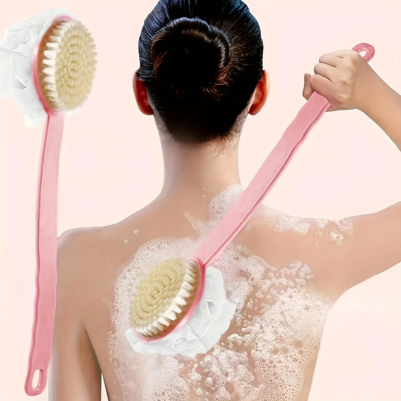 Soft Body Scrubber Shower Exfoliating Scrubs Long Handle Bath Brush Exfoliator