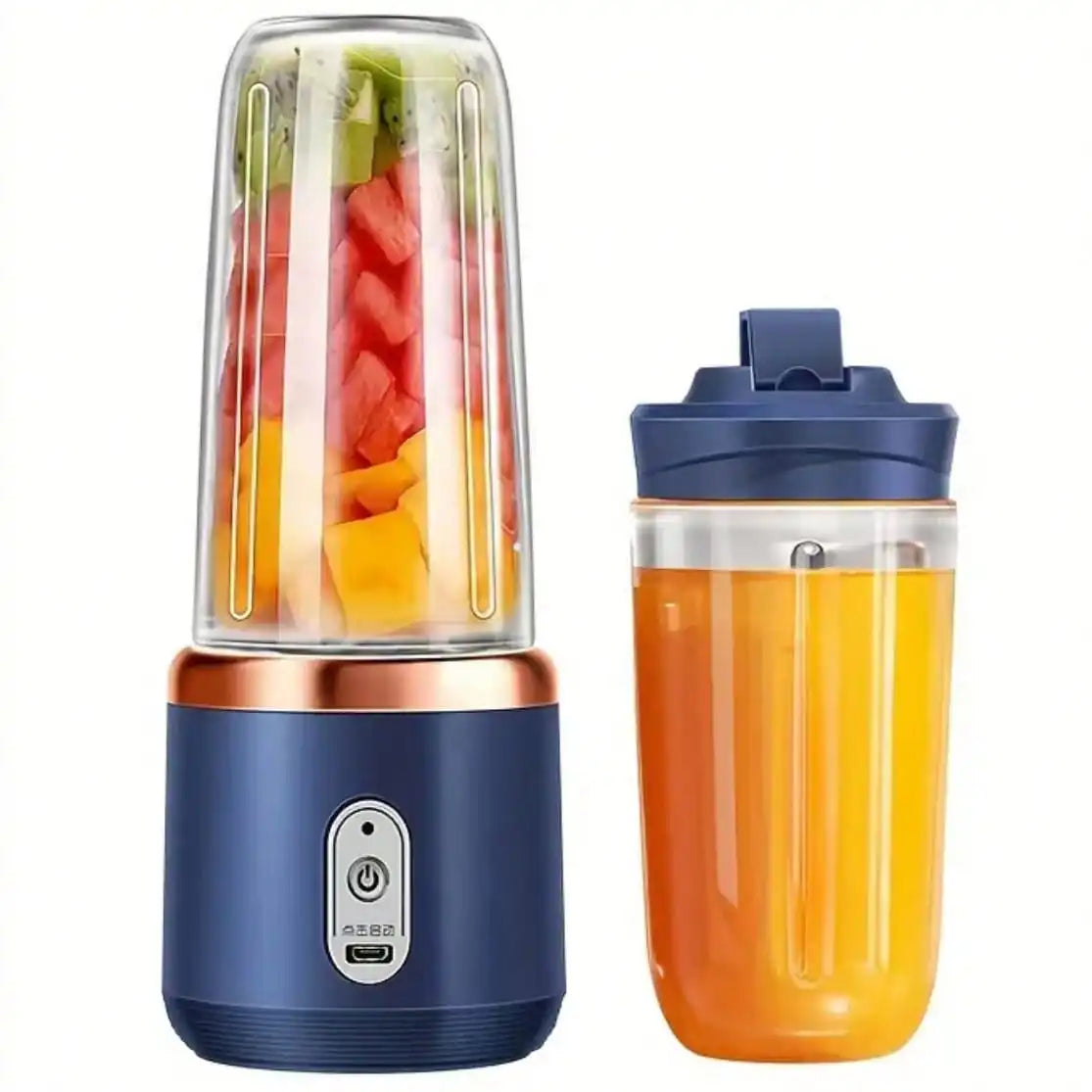 Compact Travel Smoothie Blender: Rechargeable Electric Fruit Juicer Cup with Ice Crushing & Orange Squeezer