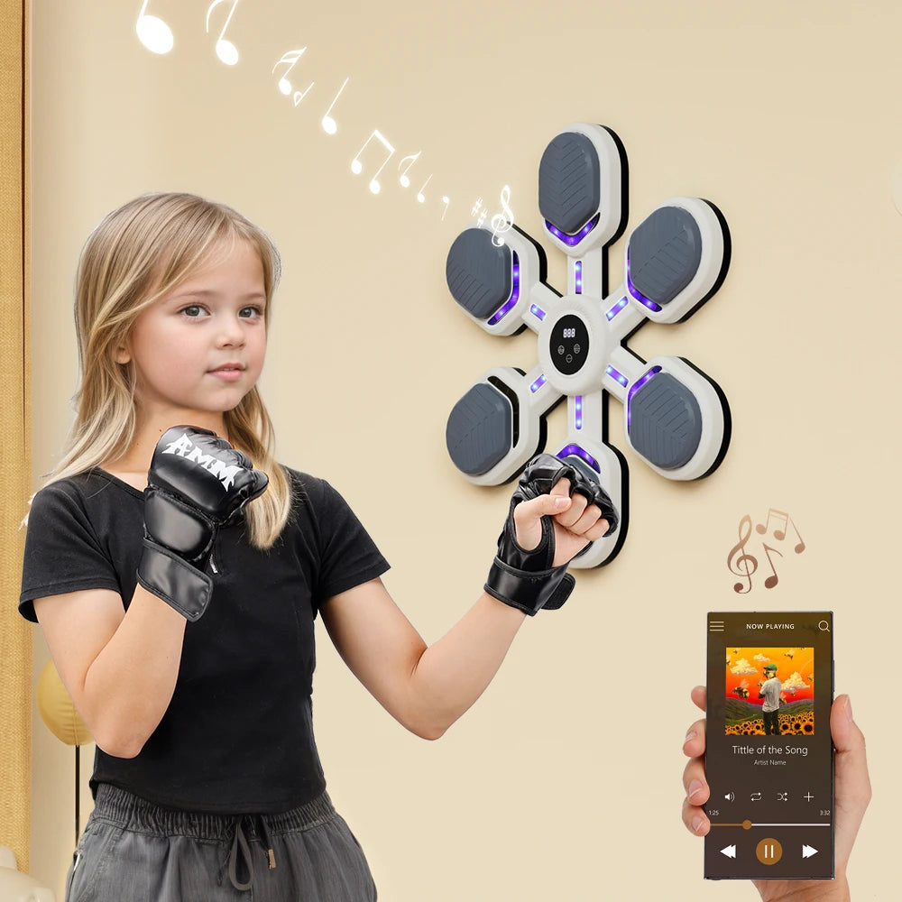 Music Boxing Machine, Boxing Wall Mount Machine for Adults Teens, Smart Bluetooth Punching Trainer with Gloves