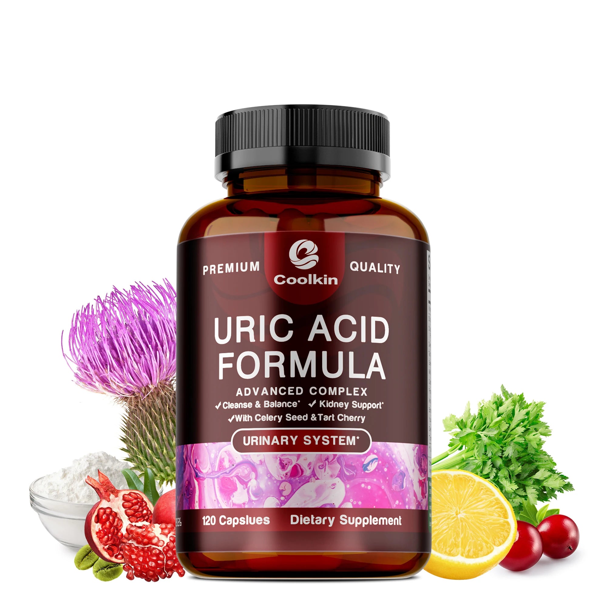 Uric Acid Cleanse Formula - with Celery Seed - Kidney Cleansing, Joint and Muscle Health - 120 Capsules