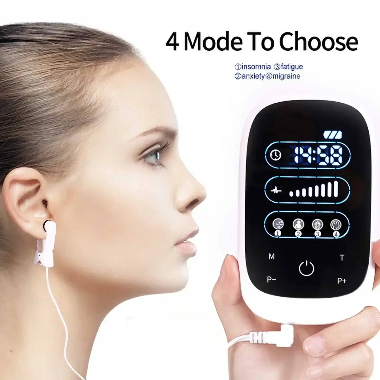 Sleep Aid Device For Insomnia CES Stimulation Therapy Ear Clip Type Touchscreen