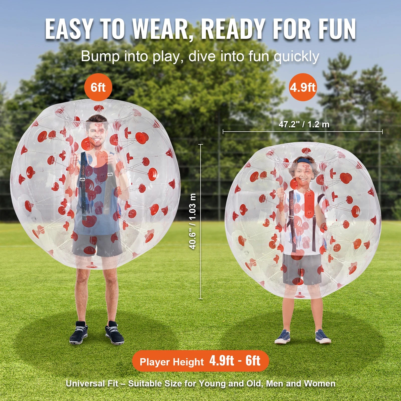 Inflatable Bumper Ball Body Sumo Zorb Balls for Teen & Adult 0.8mm PVC Bubble Balls Bumper Bopper Toys