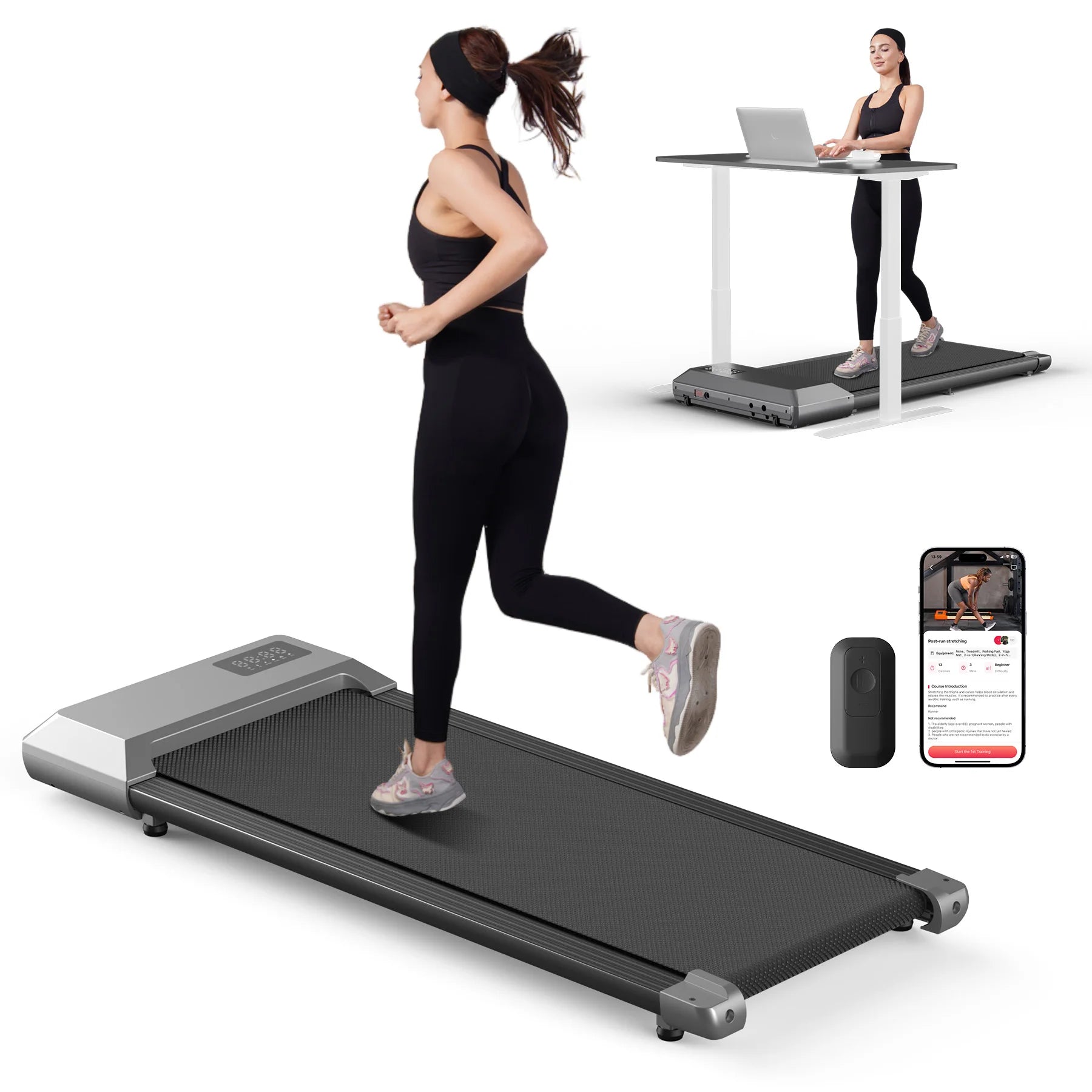 300lbs Treadmill for Home 2.5HP Treadmills Walking Pad LCD Digital Data Display