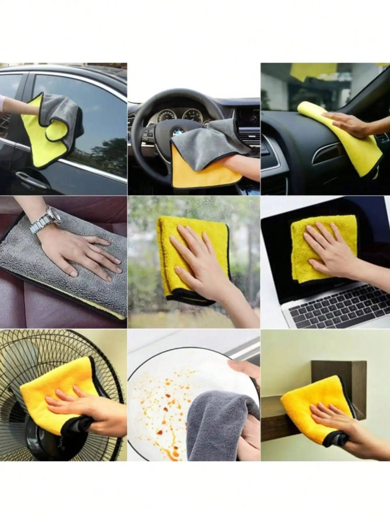 6 Pack Microfiber Car Cleaning Towels, 30x30CM Ultra-Absorbent Auto Detailing Cloths, Strong Stain Removal, Easy to Wash,