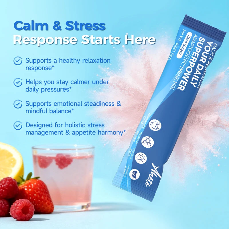 Drink Mix Powder with Ashwagandha, Magnesium, L-Theanine - Stress Relief, Calm Focus, Sleep Support,Sugar-FREE