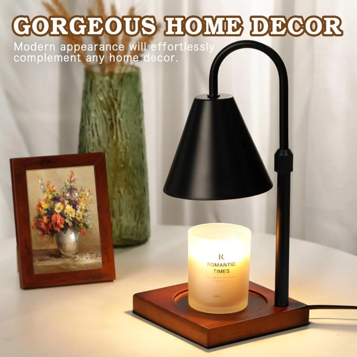 Dimmable Candle Warmer Lamp with Timer, Adjustable Home Decor for Cozy Living Room Bedroom