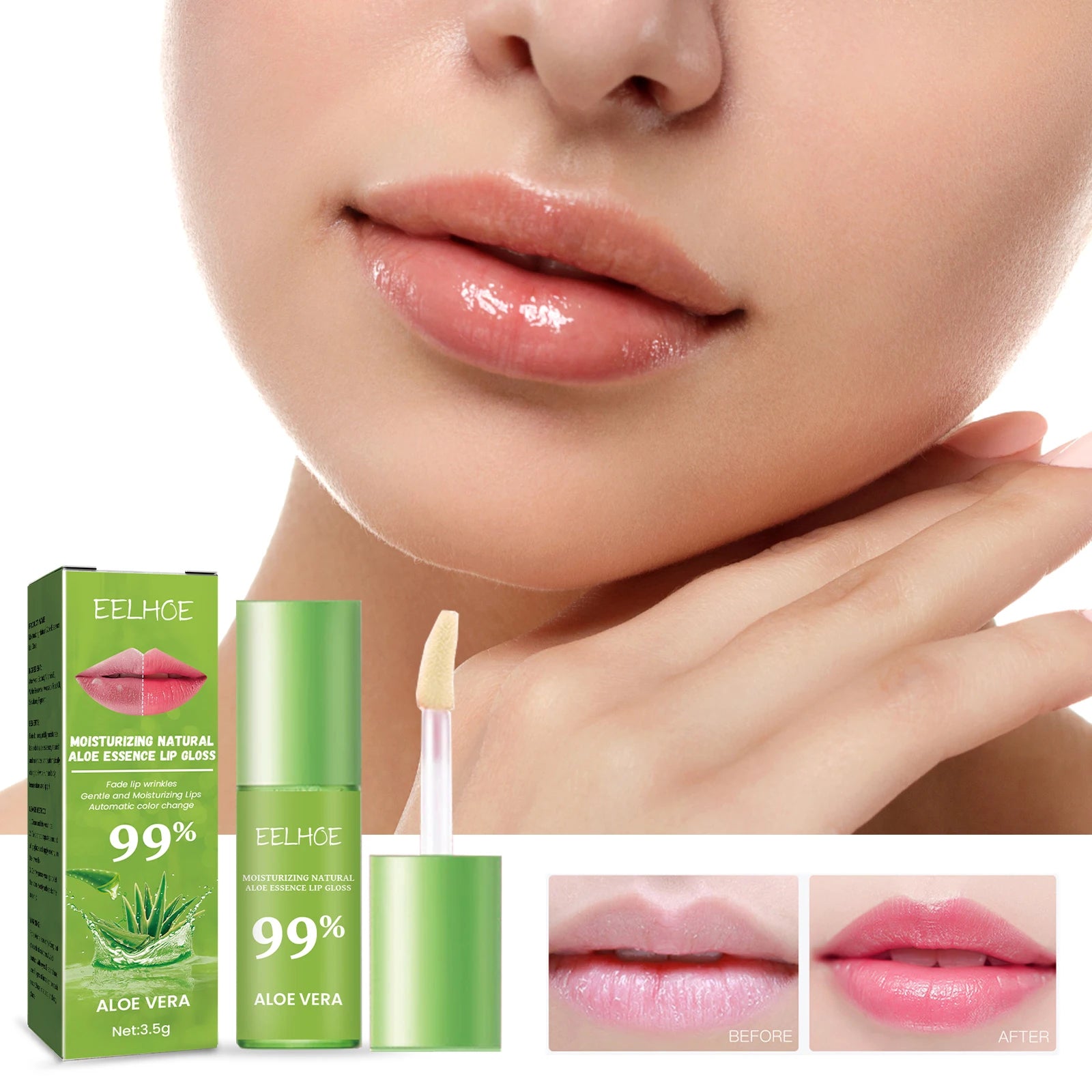 Lip gloss Moisturizing Natural Aloe Essence Lip Gloss Color Portable Waterproof Long Lasting Lips Care Lipstick