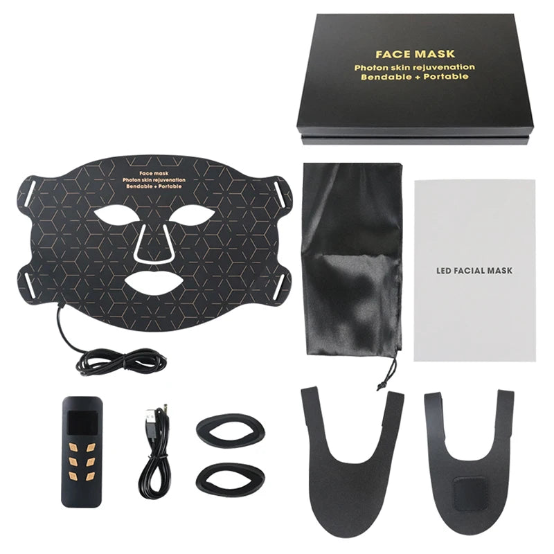 4 Modes Portable Led Face Mask Light Therapy for Anti-Aging Wrinkles Skin Rejuvenation