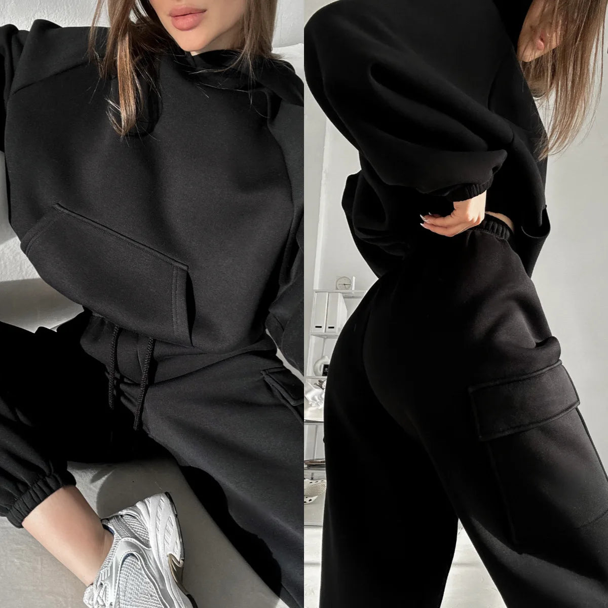 Sweatsuit Spring Outfits Women Sport Suit Zip Up Hoodie Jacket