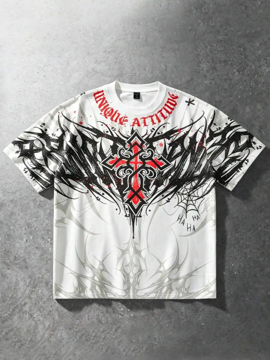 2026 Men's Casual Fashionable Printed T-Shirt, Round Neck Short Sleeve Top, Spring/Summer New Arrival