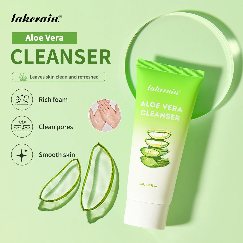 Aloe Vera Skin Care Set Deep Hydration Smooth Delicate Skin Fast-absorbing Formula Cleanser Toner Serum Lip Blam Kit