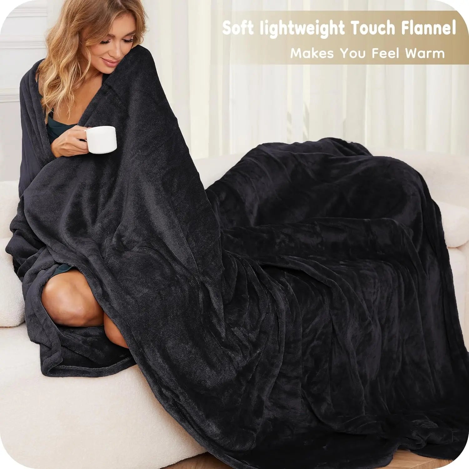 Full-Size Electric Heated Blanket, 72x84 Inches, Breathable Flannel with Over-Heat Protection, 4 Heat Levels & Auto Shut Off