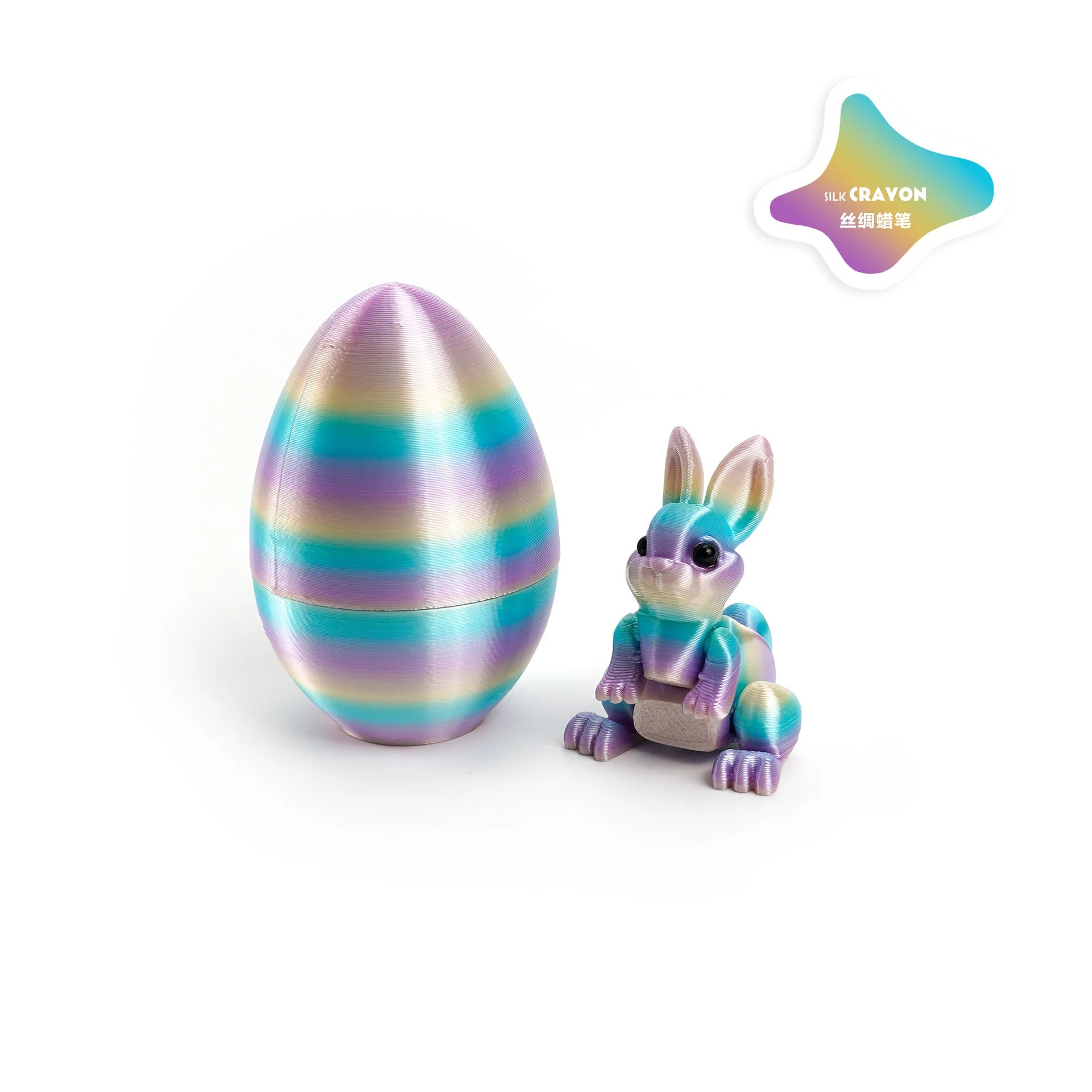 3D Printed Rabbit Eggs Ornament Animal Model Easter Rabbit Home Desktop Ornament Happy Easter Gift for Kids