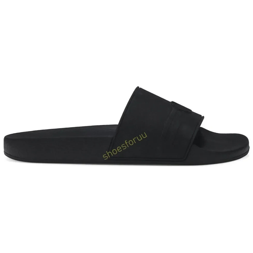 Designer Slippers Fashion Flat Slides Mens Womens claquettes Rubber Slide Sandal Black White Blooms Floral Flat Gear