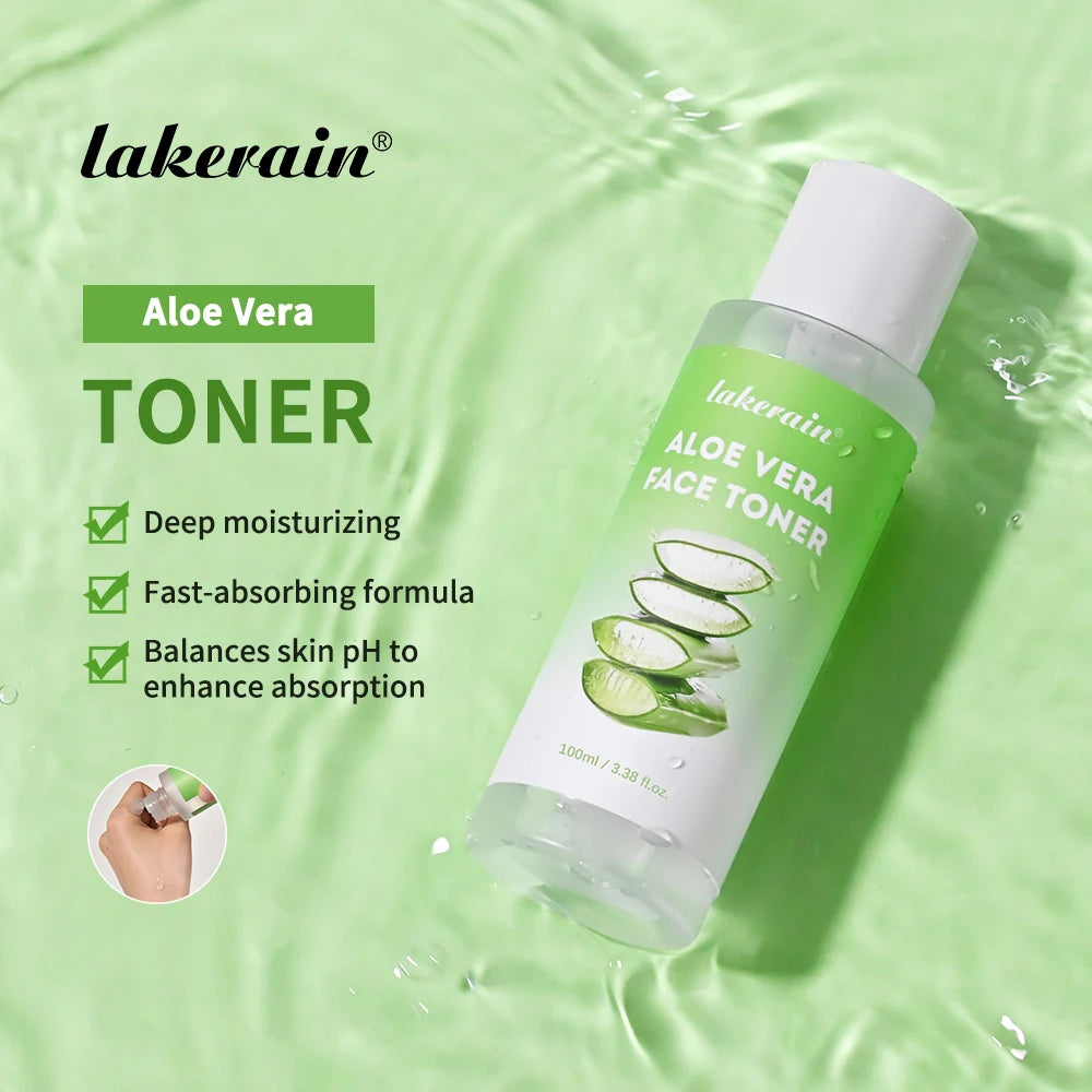 Aloe Vera Skin Care Set Deep Hydration Smooth Delicate Skin Fast-absorbing Formula Cleanser Toner Serum Lip Blam Kit