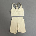 2-Piece Yoga Set Tights Shorts For Woman Cross Back Bra Top + High Waist Shorts Fitness Running Workout Tracksuit