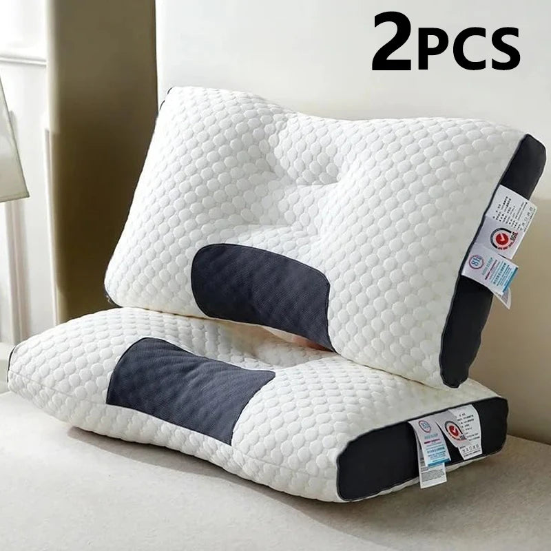 Set of two knitted cotton neck pillows, soft home pillows