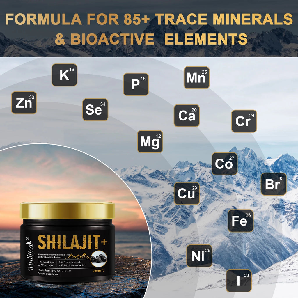 Pure shilajits with 85+ Trace Minerals & Fulvic Acid Support Immune and Metabolic Health Brain Focus
