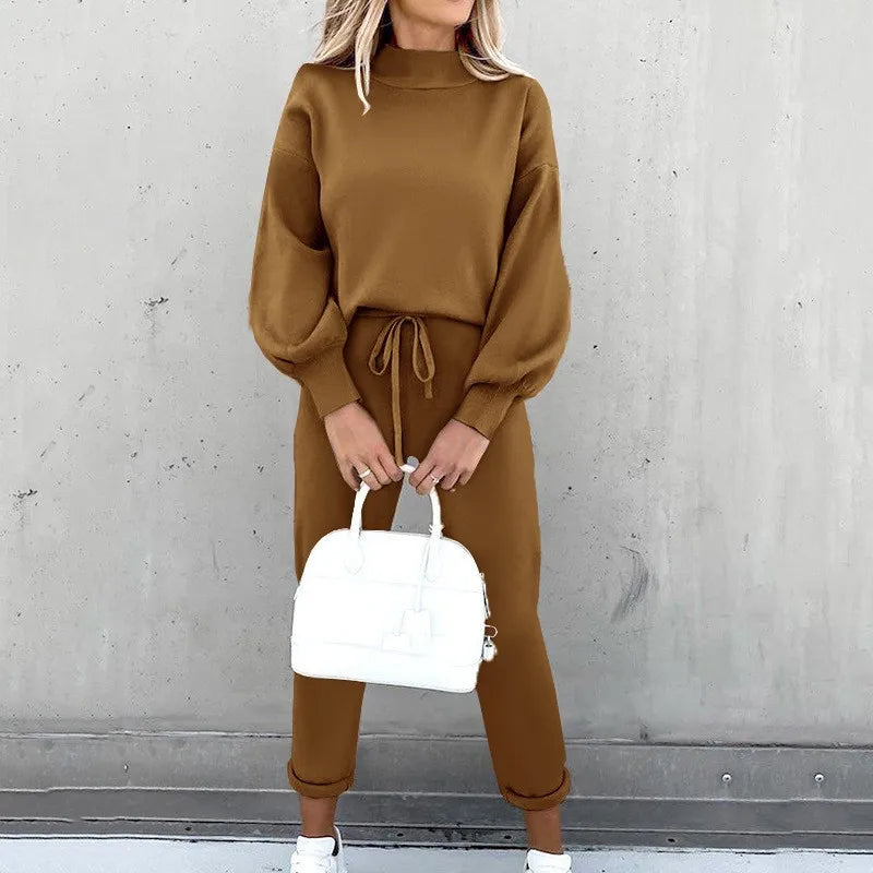 2Pcs Set Women Tracksuit Long Sleeve Pullover Warm Top Hoodie+Jogger Pants Solid Outfit Sport Suit Sets