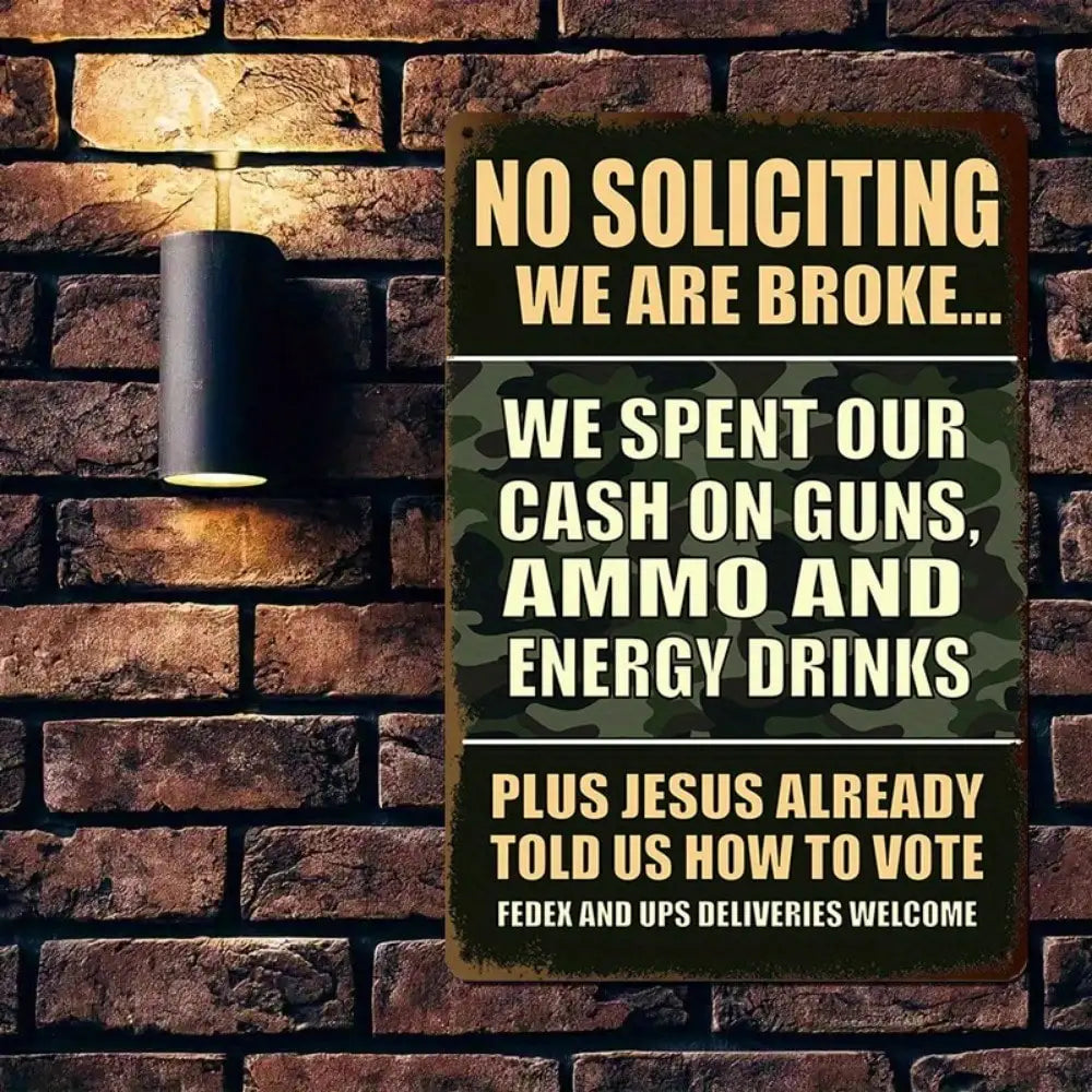 1PC Tin Sign No Soliciting Warning - Humorous Anti-Solicitation For Home/Office, 8x12 Inches/20x30 Cm