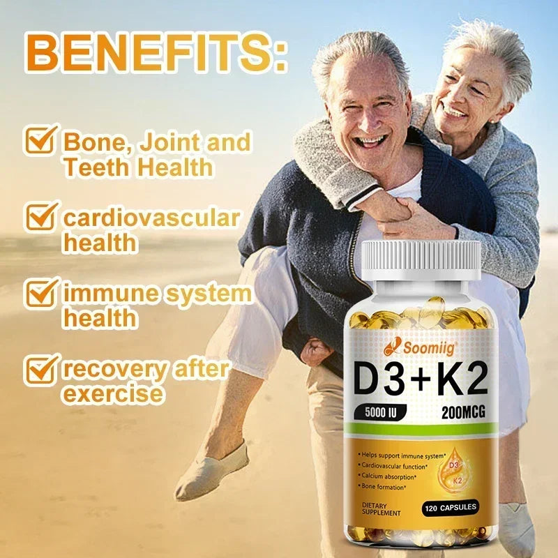Vitamin D3 5000IU and 200 Mcg Vitamin K2 (MK-7) Capsules