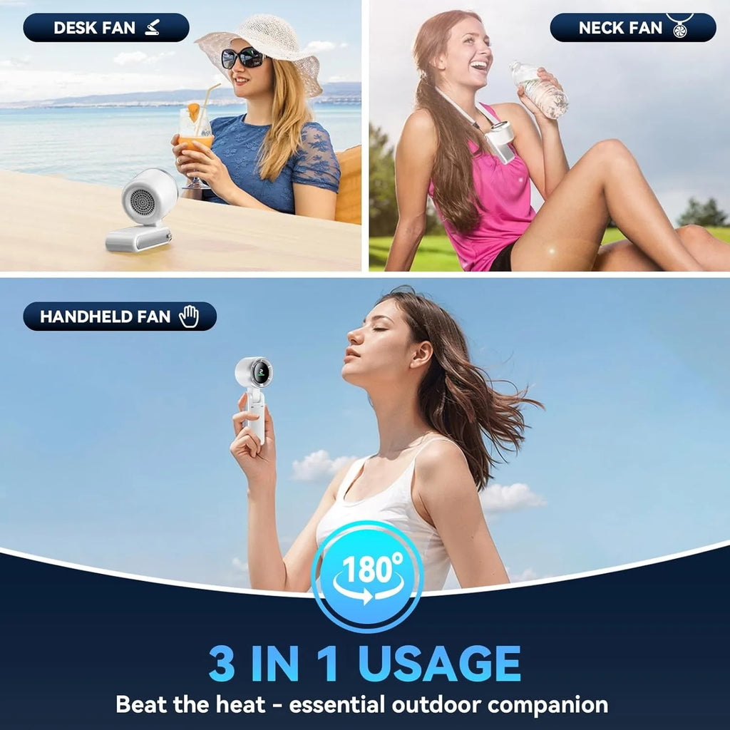 4000mAh Portable Handheld Turbo Fan 180° Angle Adjustable Strong Powerful Wind Rechargeable