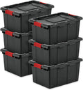 6-Pack Heavy-Duty Plastic Storage Bins with Lids, 15 Gallon black