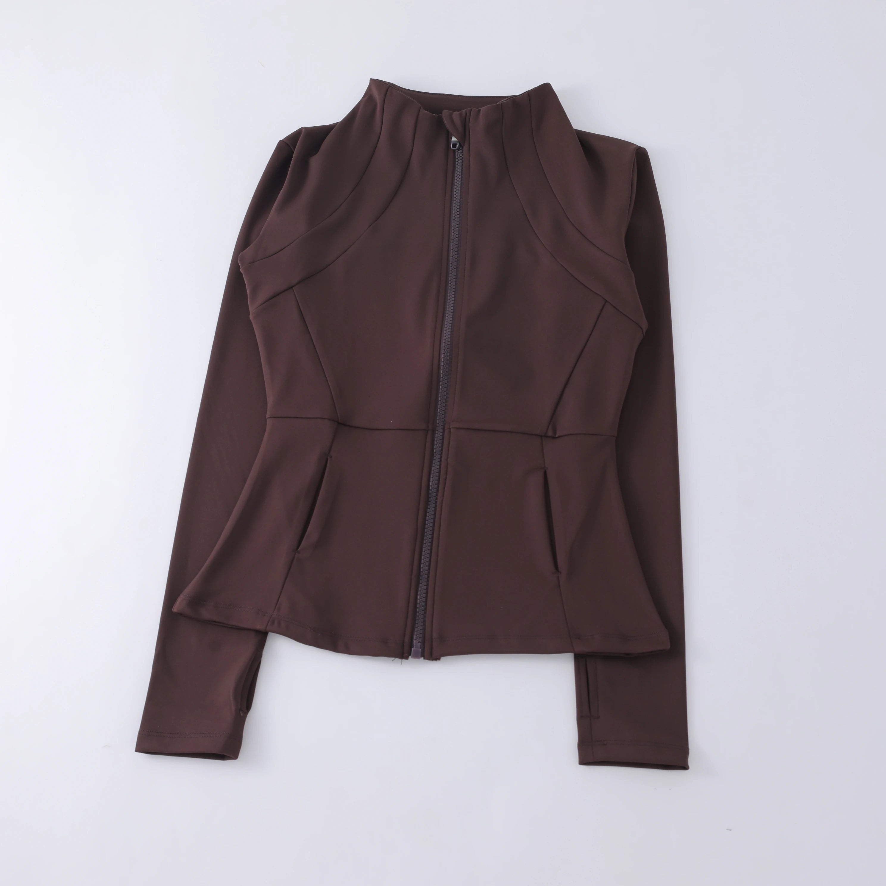 New yoga wear ladies coat round high elastic loose exercise yoga fitness long sleeve stand-up collar