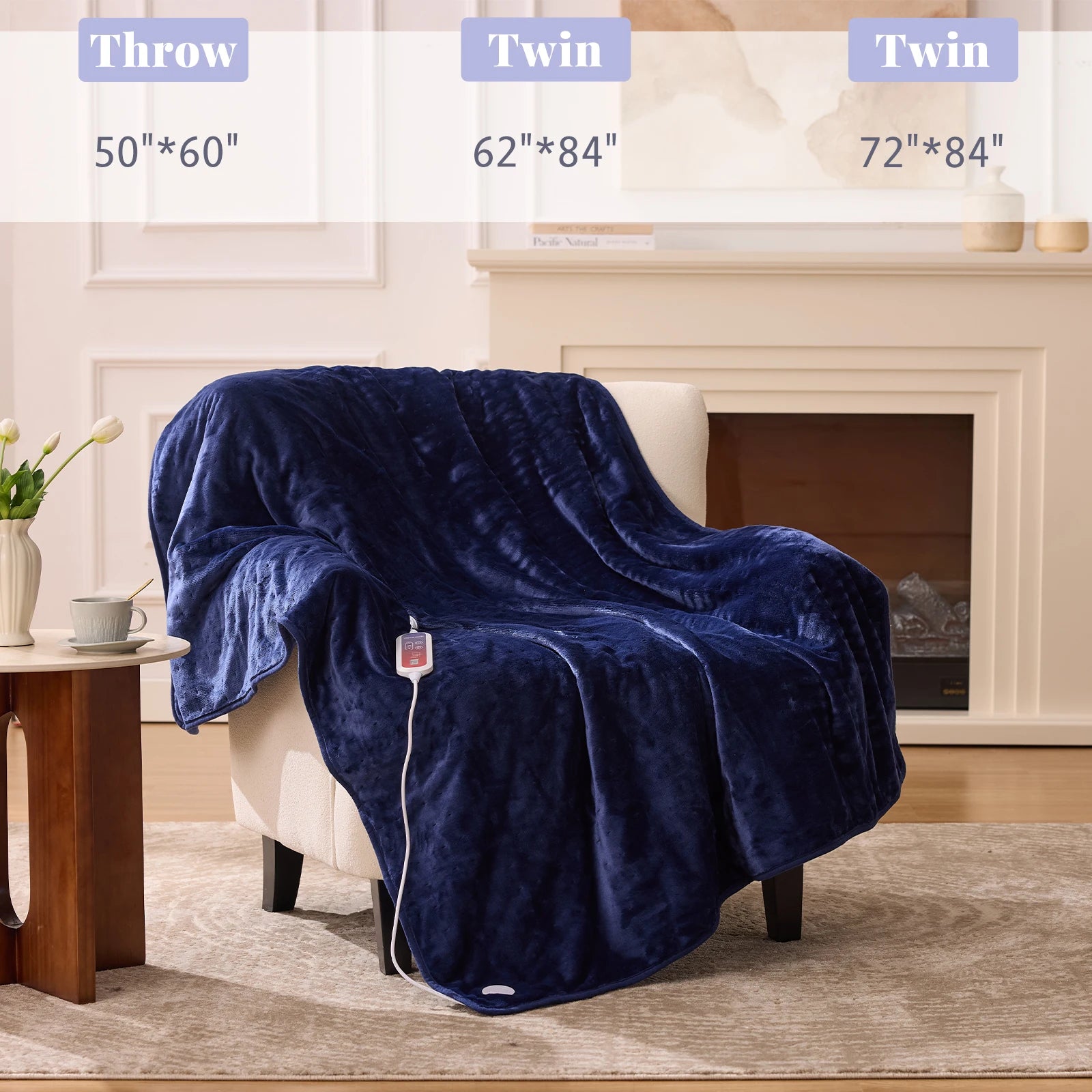 Heated Blanket Electric Throw Full Size, Electric Blanket with 6 Heating Levels and 1-12 Hours Timer Auto Off