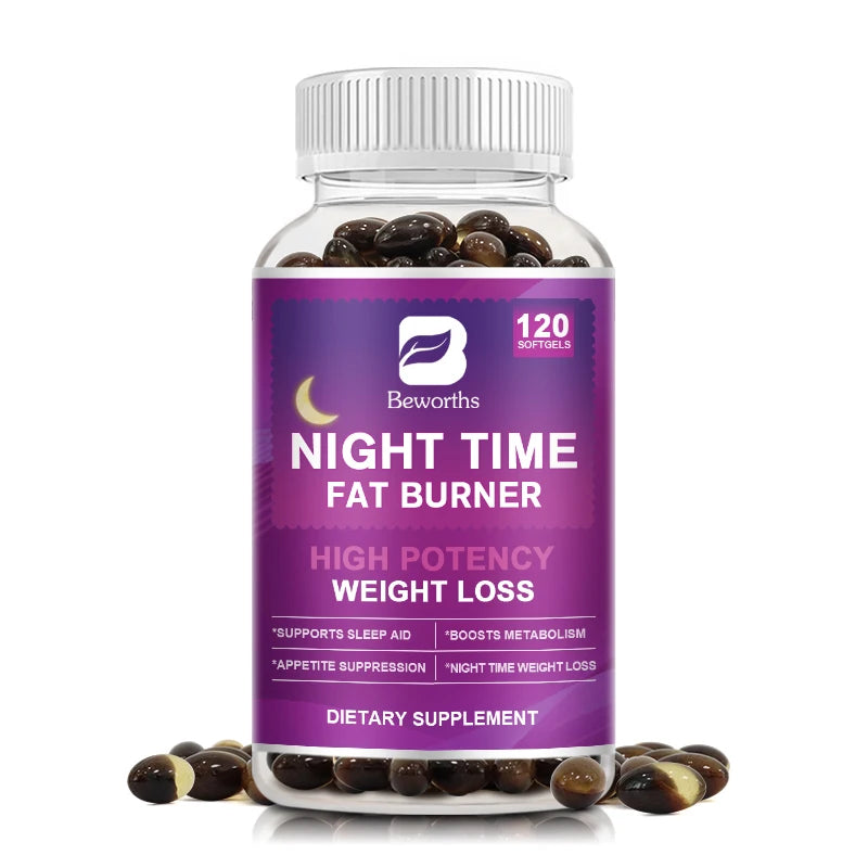 120pcs Night Time Fat Burnner Capsule for Women and Men Loss Weight Management Weight Slimming Tool Detox Burning Fat