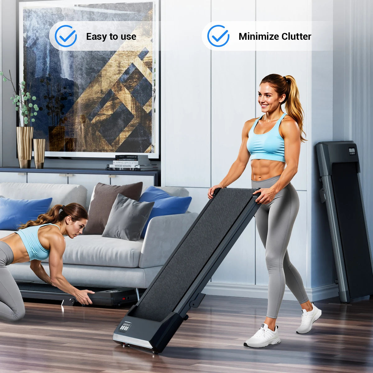 Foldable 6% Slope Under Desk Treadmills 2.5 HP Quiet Portable Remote Control LED Display 300LBS