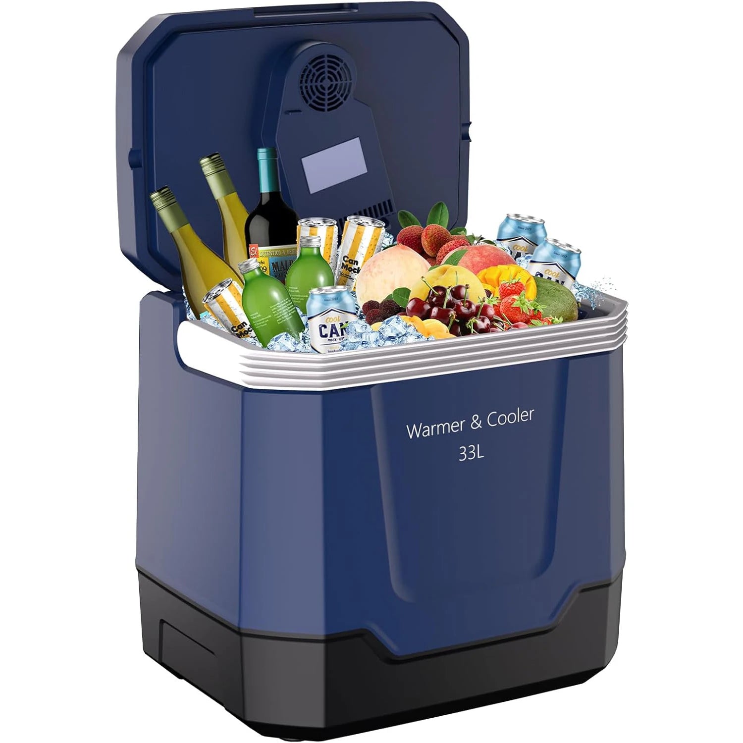 35 QT (33 L) Electric Cooler and Warmer Portable 12V Car Fridge/Freezer with Auto-Lock Handle 110V AC Home Power Cord
