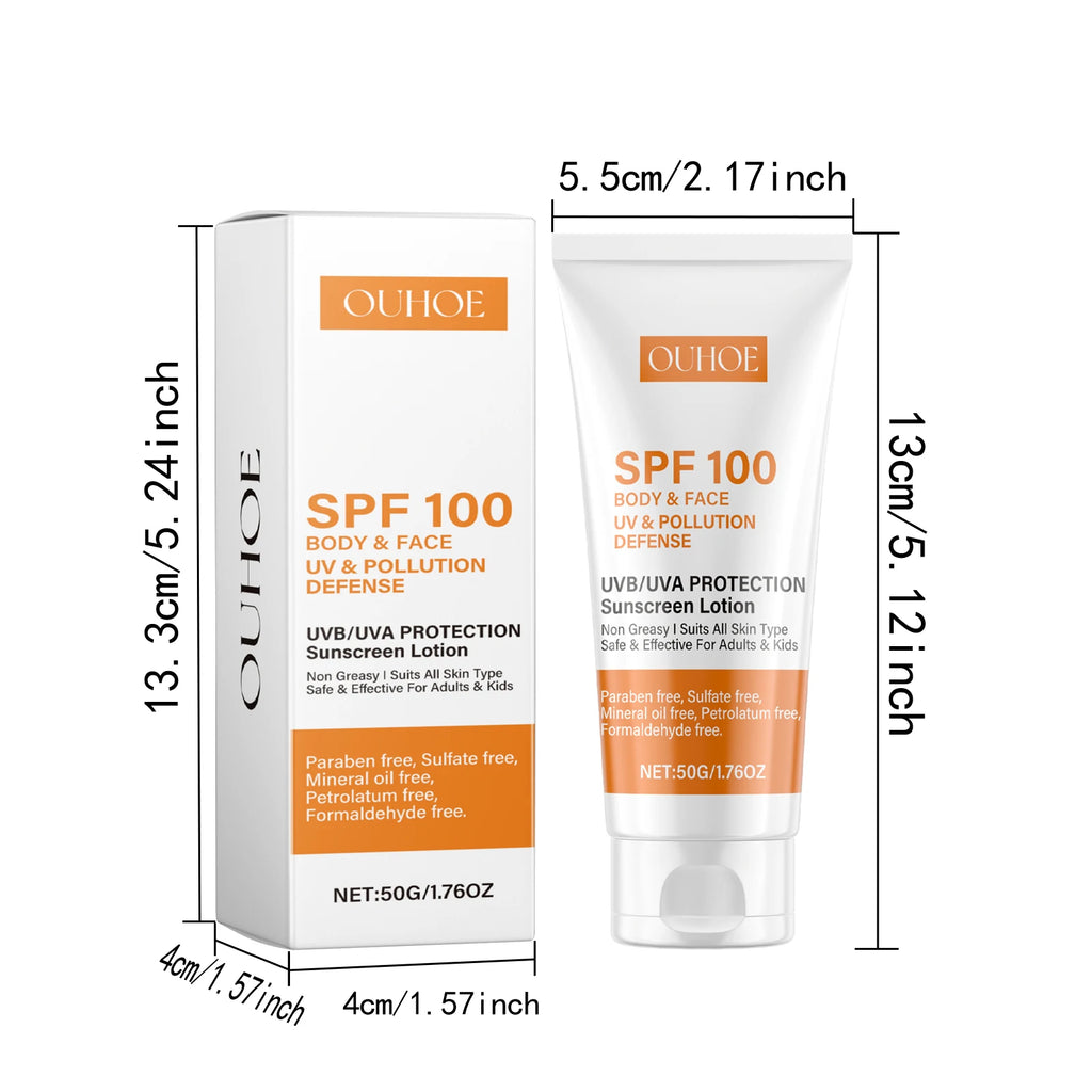 Spf 100 Body Sunblock Cream Gentle Moisturizing UV Protection Refreshing Oil Control Glowing Non-sticky