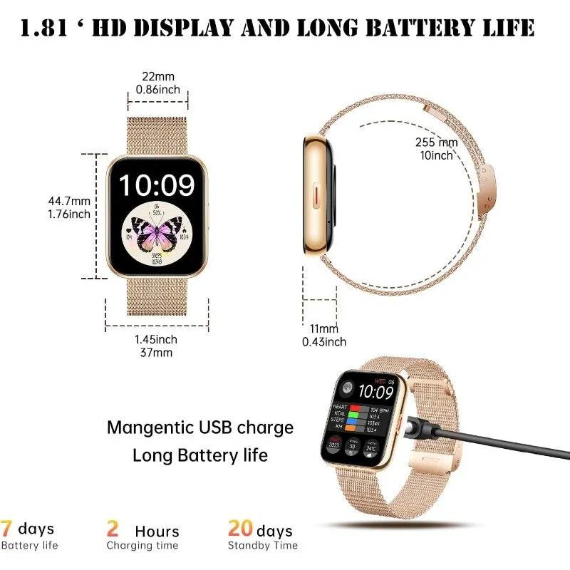 smart Watch, 1.85"HD Smart Watch for Women, AI Voice Smart Watch for Android/ iPhone