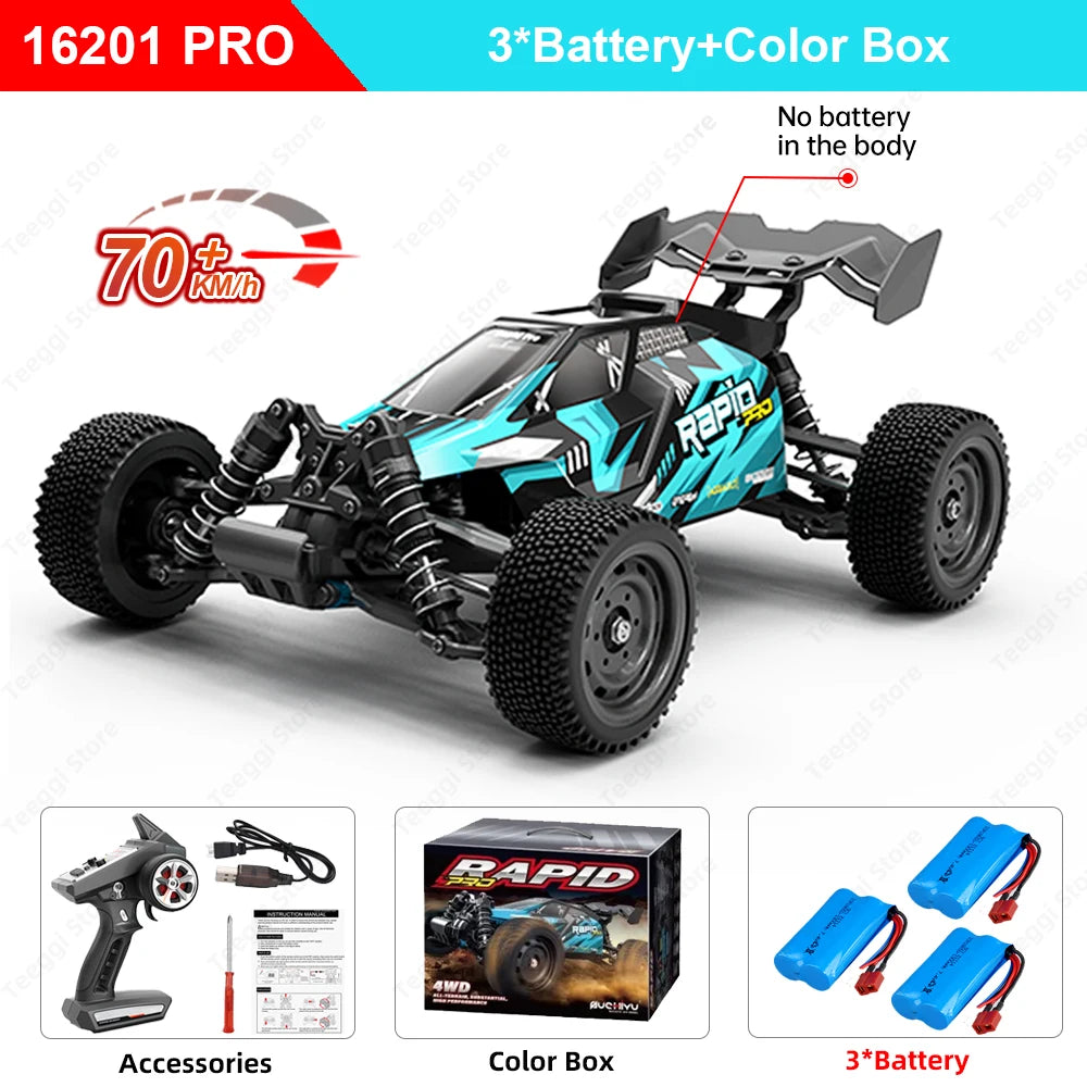 PRO 1:16 High Speed RC Car With LED Light Drift 70KM/H 4WD RC Off-Road Car Monster Truck