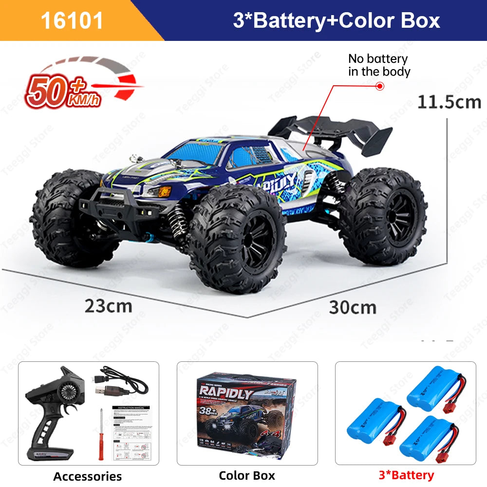 PRO 1:16 High Speed RC Car With LED Light Drift 70KM/H 4WD RC Off-Road Car Monster Truck