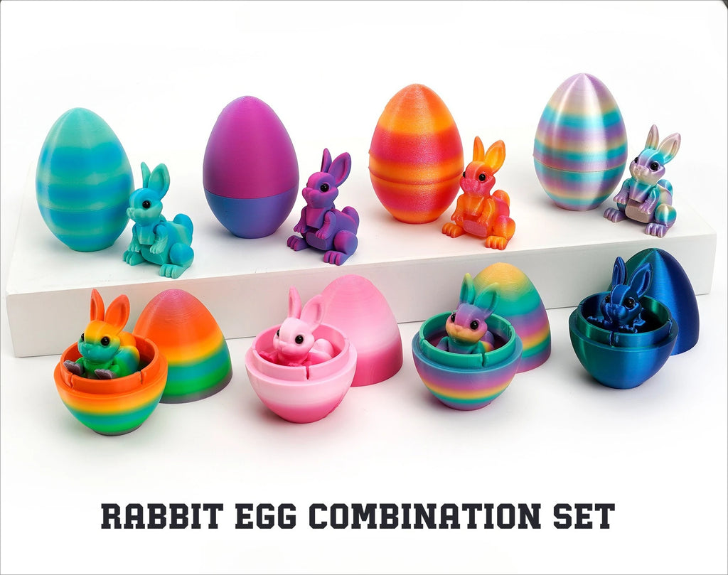 3D Printed Rabbit Eggs Ornament Animal Model Easter Rabbit Home Desktop Ornament Happy Easter Gift for Kids